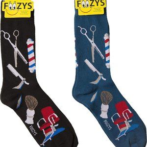 Barber Haircut Shop Shape Up Cut Shave Barbershop Socks 2 Pairs Men's Foozys